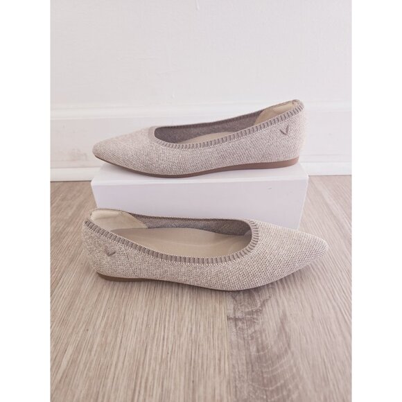 Vivaia Aria 5 Oatmilk Beige Pointed Toe Slip On Knit Ballet Flats Shoes 37 6.5 - Picture 1 of 11